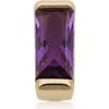 Oradina 14k Gold Fresco Baguette Micro Single Stud In Yellow Gold - Purple Zirconia