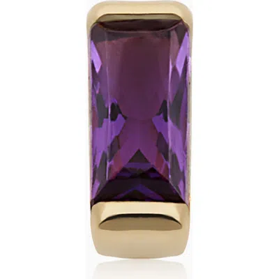 Oradina 14k Gold Fresco Baguette Micro Single Stud In Yellow Gold - Purple Zirconia