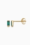 Oradina 14k Gold Fresco Baguette Micro Studs Earrings In Yellow Gold - Green Zirconia