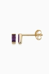 Oradina 14k Gold Fresco Baguette Micro Studs Earrings In Yellow Gold - Purple Zirconia