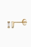Oradina 14k Gold Fresco Baguette Micro Studs Earrings In Yellow Gold - White Topaz