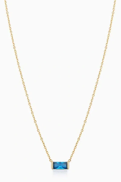 Oradina 14k Gold Fresco Baguette Pendant Necklace In Gold/blue