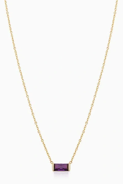Oradina 14k Gold Fresco Baguette Pendant Necklace In Gold/purple