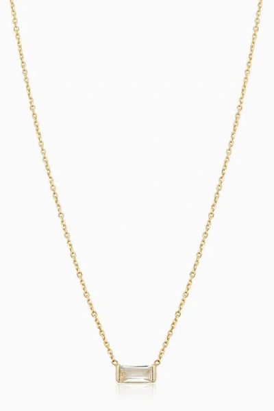 Oradina 14k Gold Fresco Baguette Pendant Necklace In Gold/white