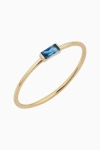 Oradina Women's 14k Yellow Solid Gold Fresco Baguette Ring In Ocean Blue