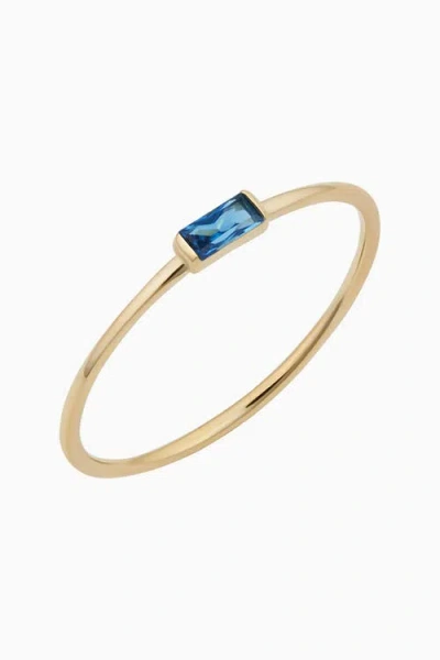 Oradina 14k Gold Fresco Baguette Ring In Blue Cubic Zirconia