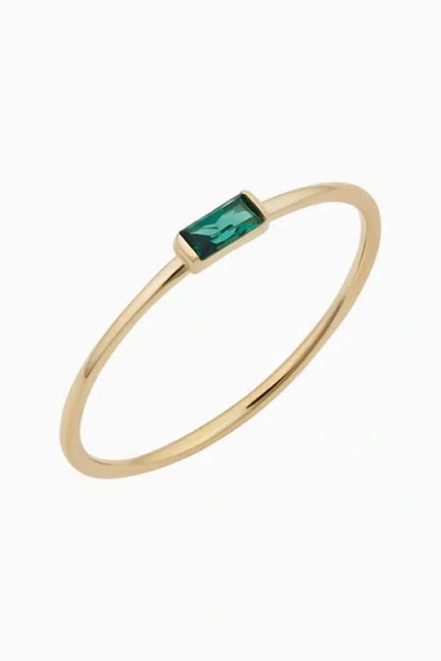 Oradina 14k Gold Fresco Baguette Ring In Green Cubic Zirconia