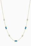 Oradina 14k Gold Fresco Station Necklace In Blue And White Zirconia