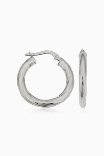 Oradina 14k Gold Goddess Midi Hoops Earrings In White Gold