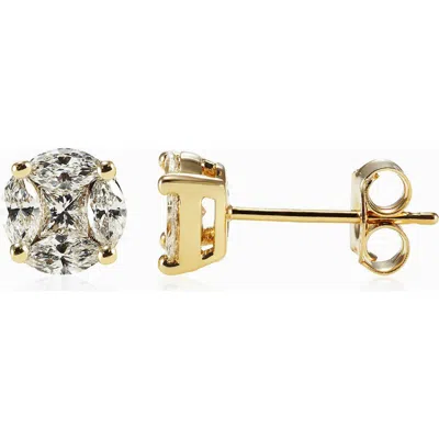 Oradina 14k Gold Illusion Classic Diamond Studs In Yellow Gold - Diamonds