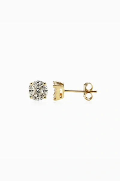 Oradina 14k Gold Illusion Small Diamond Studs In Yellow Gold - Diamonds