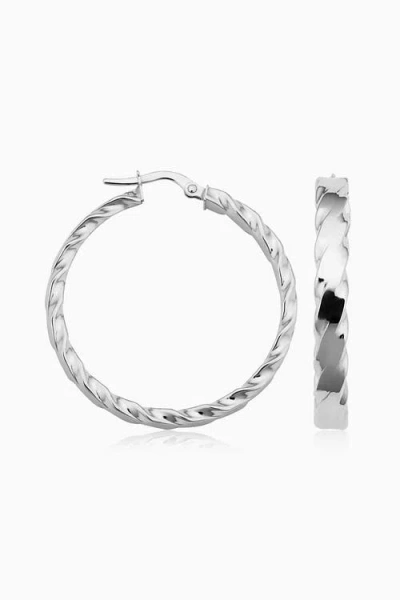 Oradina 14k Gold In Vogue Bold Hoops Earrings In White Gold