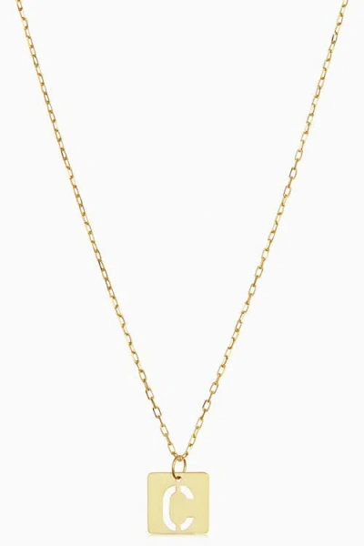 Oradina 14k Gold Initial Tile Petite Necklace In Letter C