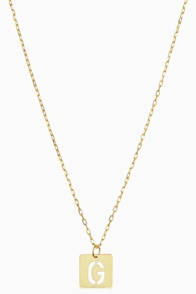 Oradina 14k Gold Initial Tile Petite Necklace In Letter G