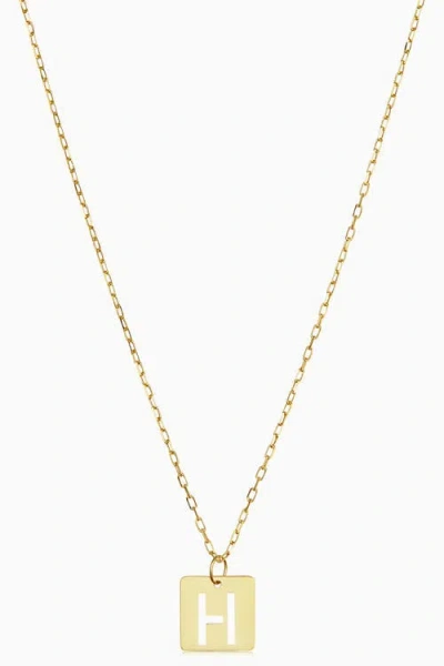 Oradina 14k Gold Initial Tile Petite Necklace In Letter H