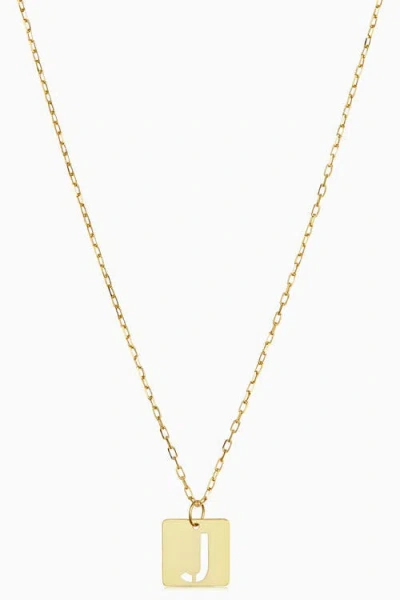 Oradina 14k Gold Initial Tile Petite Necklace In Letter J