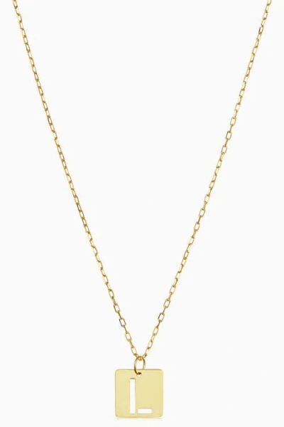 Oradina 14k Gold Initial Tile Petite Necklace In Letter L