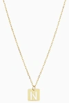 Oradina 14k Gold Initial Tile Petite Necklace In Letter N