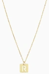 Oradina 14k Gold Initial Tile Petite Necklace In Letter R