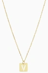 Oradina 14k Gold Initial Tile Petite Necklace In Letter V