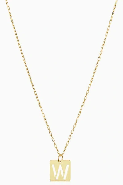 Oradina 14k Gold Initial Tile Petite Necklace In Letter W