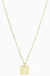 Oradina 14k Gold Initial Tile Petite Necklace In Letter Y