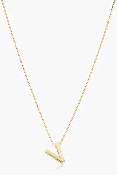 Oradina 14k Gold Love Letter Initial Necklace In Letter V