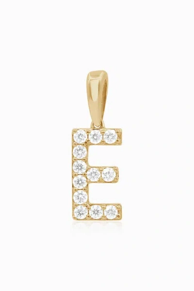Oradina 14k Gold Luxe Letter Diamond Initial Pendant Charm In Yellow Gold - E
