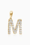 Oradina 14k Gold Luxe Letter Diamond Initial Pendant Charm In Yellow Gold - M