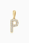 Oradina 14k Gold Luxe Letter Diamond Initial Pendant Charm In Yellow Gold - P