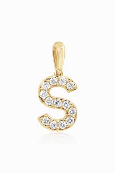 Oradina 14k Gold Luxe Letter Diamond Initial Pendant Charm In Yellow Gold - S