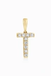 Oradina 14k Gold Luxe Letter Diamond Initial Pendant Charm In Yellow Gold - T