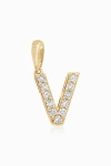 Oradina 14k Gold Luxe Letter Diamond Initial Pendant Charm In Yellow Gold - V