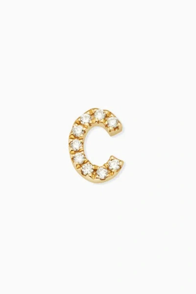 Oradina 14k Gold Luxe Letter Diamond Initial Single Stud