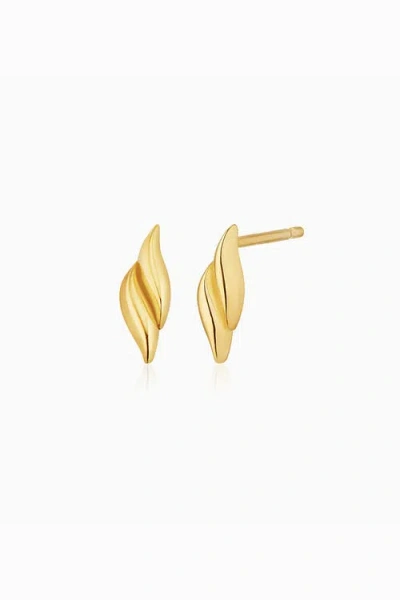 Oradina 14k Gold Making Waves Studs In Yellow Gold