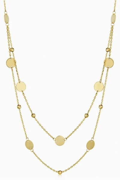 Oradina Women's 14k Yellow Solid Gold Manhattan Layered Station Necklace In Yellow Gold