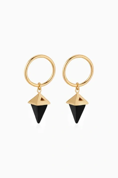 Oradina 14k Gold Prism Point Drop Earrings In Gold - Black Onyx