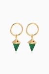 Oradina 14k Gold Prism Point Drop Earrings In Gold - Green Malachite
