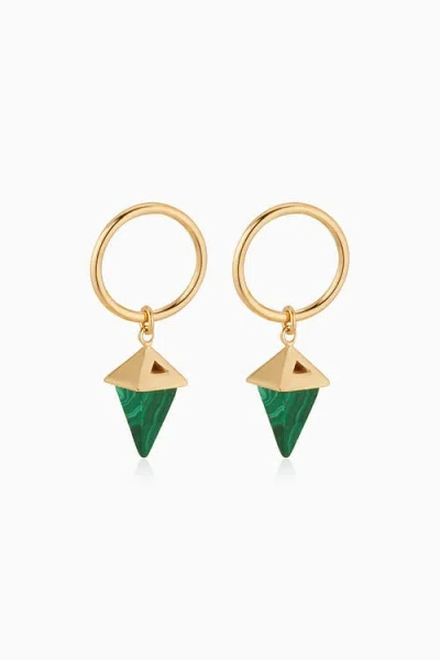 Oradina 14k Gold Prism Point Drop Earrings In Gold - Green Malachite