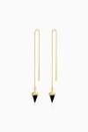 Oradina 14k Gold Prism Point Threaders In Gold - Black Onyx