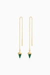 Oradina 14k Gold Prism Point Threaders In Gold - Green Malachite