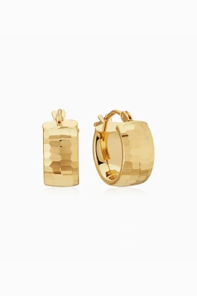 Oradina 14k Gold Reflections Bold Midi Hoops In Yellow Gold