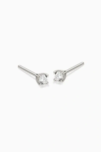 Oradina 14k Gold Shine Bright Diamond Mini Studs In White Gold