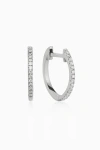 Oradina 14k Gold Shine Bright Small Diamond Hoops In White Gold - Diamonds