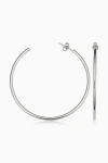Oradina Women's 14k White Gold Open Hoop Earrings