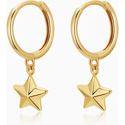 Oradina 14k Gold Street Star Charm Hoops In Yellow Gold