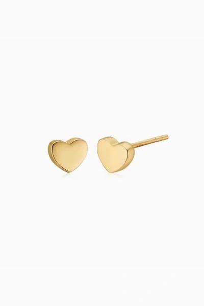 Oradina 14k Gold Sweet Heart Studs In Yellow Gold