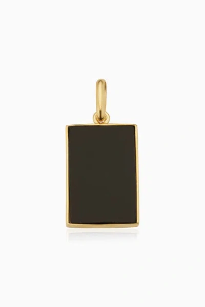 Oradina 14k Gold Tag Me Pendant Charm In Gold - Black Onyx