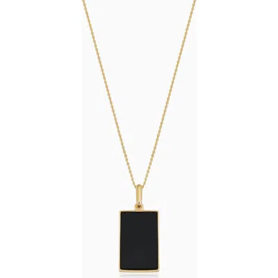 Oradina 14k Gold Tag Me Pendant Necklace In Gold - Black Onyx