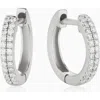 Oradina 14k Gold Twin Row Diamond Mini Hoops In White Gold - Diamonds